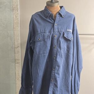NWOT Harley Davidson Mens XL Blue Stripe Embroidered Long Sleeve Shirt